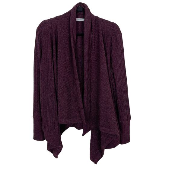 Athleta Small Purple Black Tiburon Cardigan Sweater Ribbed Waterfall Drape Open - Picture 1 of 9